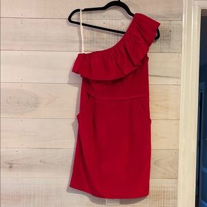 Shoshanna Vibrant Red One-Shoulder Dress
